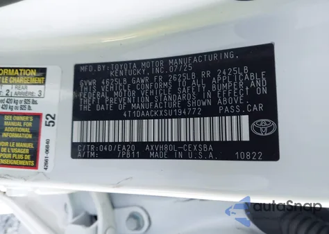 2025 Toyota Camry Se from USA, damaged, VIN 4T1DAACKXSU194772